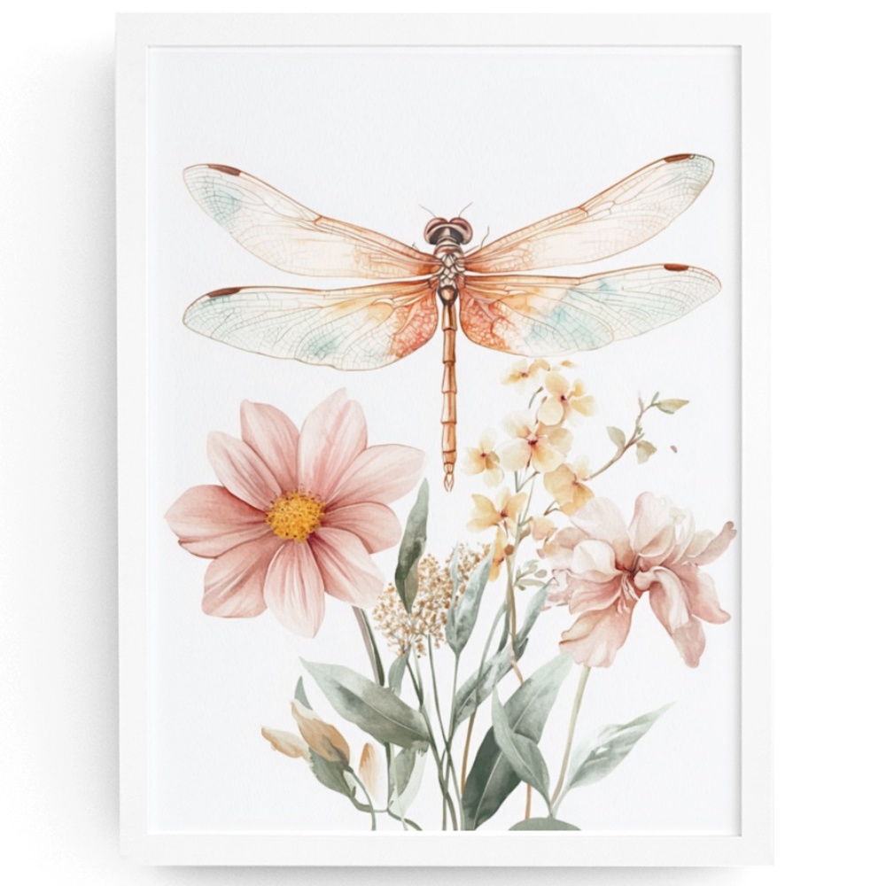 Watercolor Dragonfly Wall Art Illustration Print Poster Unframed